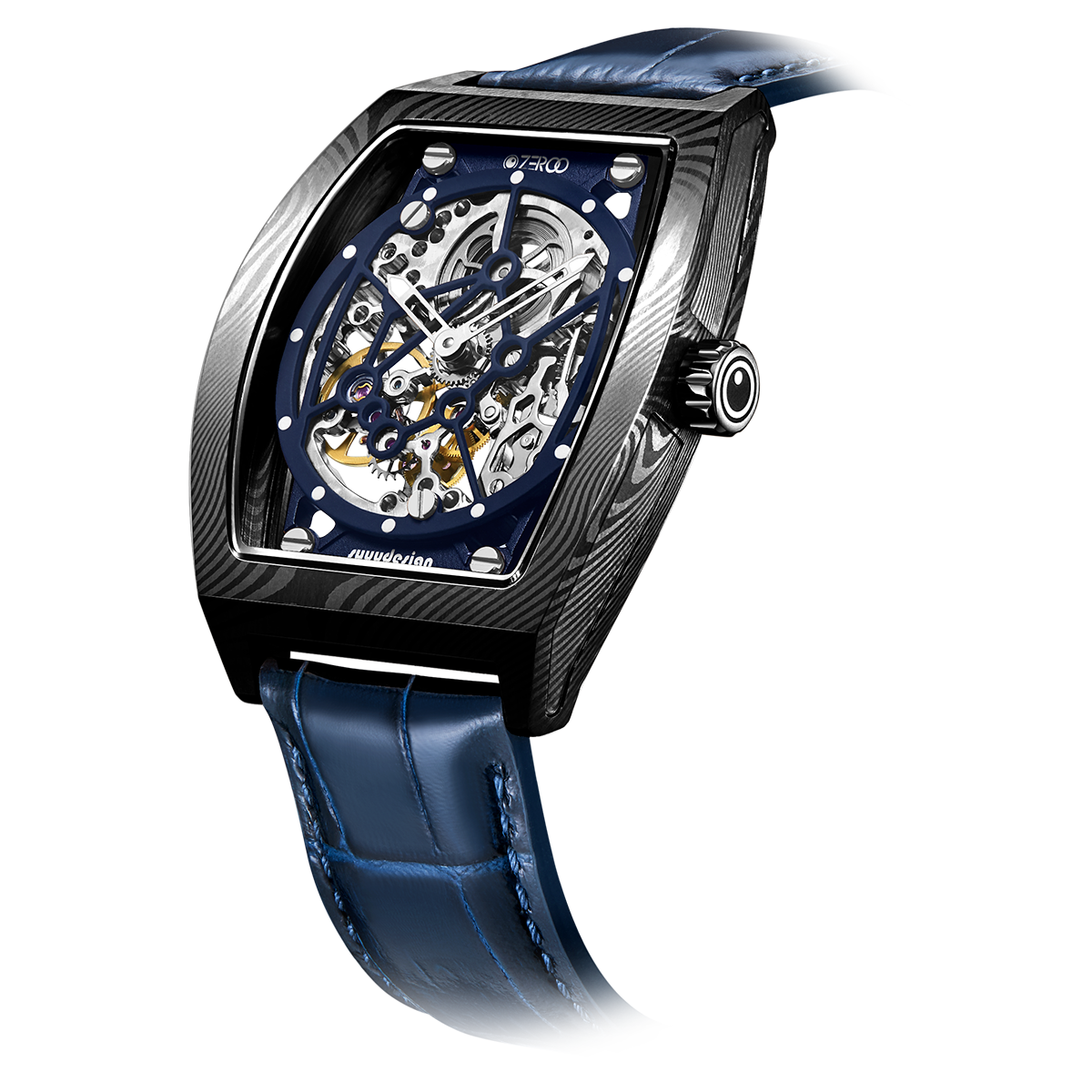 ZEROO M1D Damascus Steel THE AURIGA SKELETON MECHANICALAUTOMATIC WATCH FOR MEN - ZM001DBBL