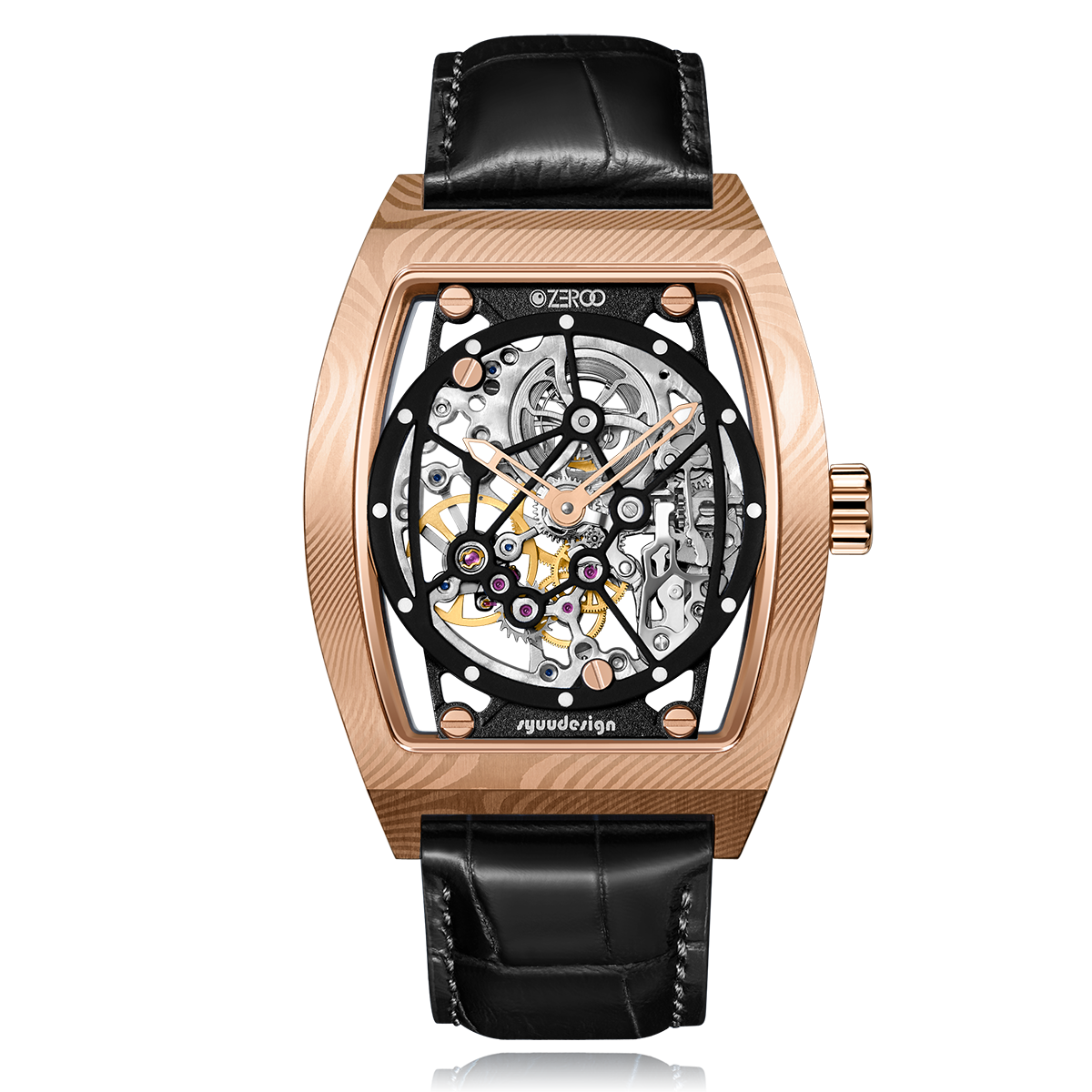 ZEROO M1D Damascus Steel THE AURIGA SKELETON MECHANICALAUTOMATIC WATCH FOR MEN - ZM001DRBK