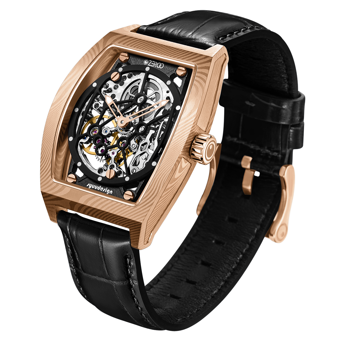 ZEROO M1D Damascus Steel THE AURIGA SKELETON MECHANICALAUTOMATIC WATCH FOR MEN - ZM001DRBK