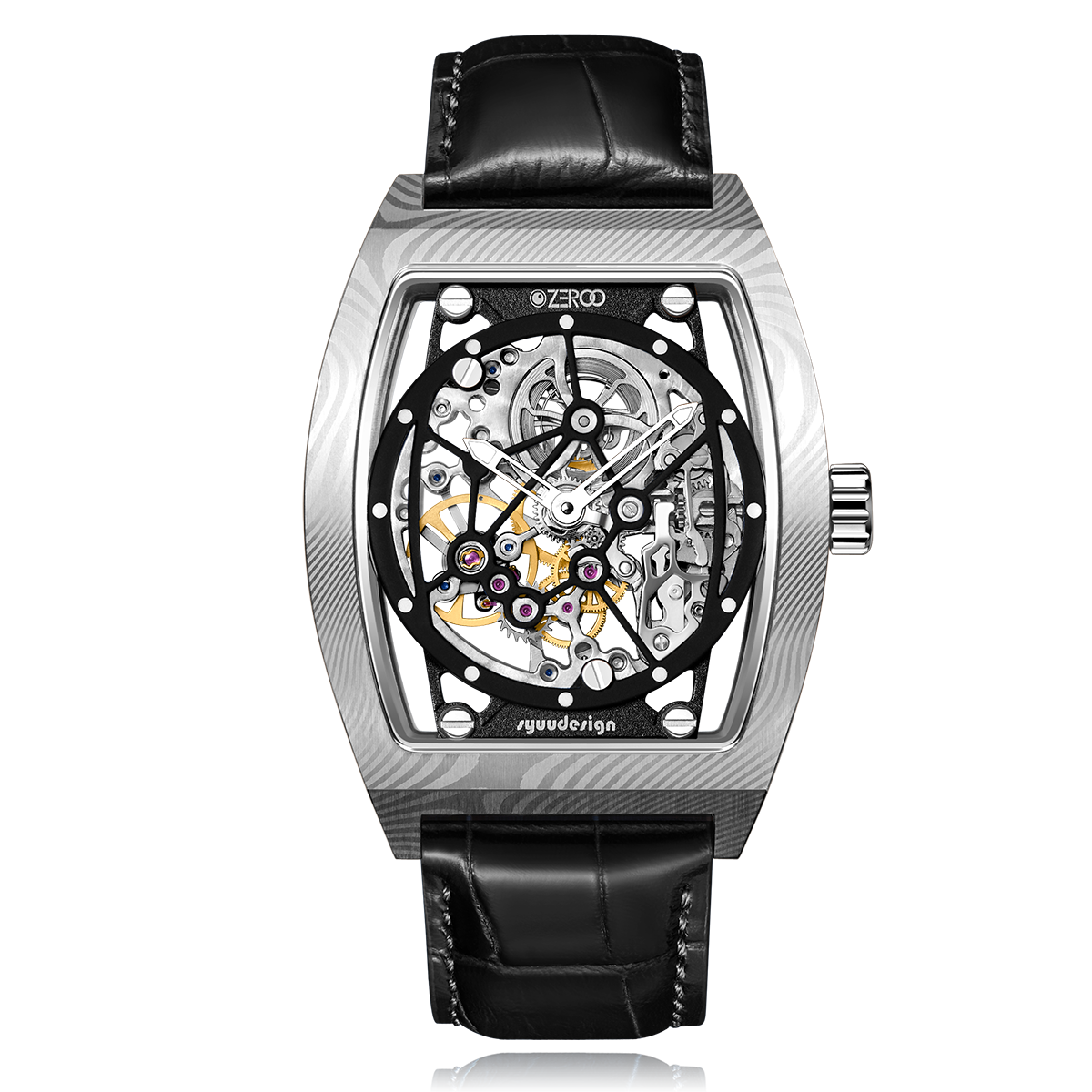 ZEROO M1D Damascus Steel THE AURIGA SKELETON MECHANICALAUTOMATIC WATCH FOR MEN - ZM001DSBK