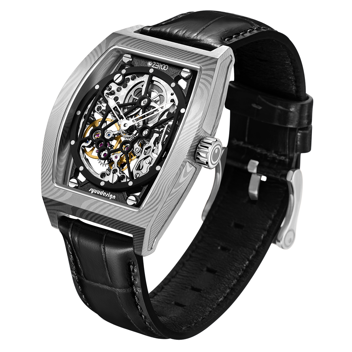 ZEROO M1D Damascus Steel THE AURIGA SKELETON MECHANICALAUTOMATIC WATCH FOR MEN - ZM001DSBK