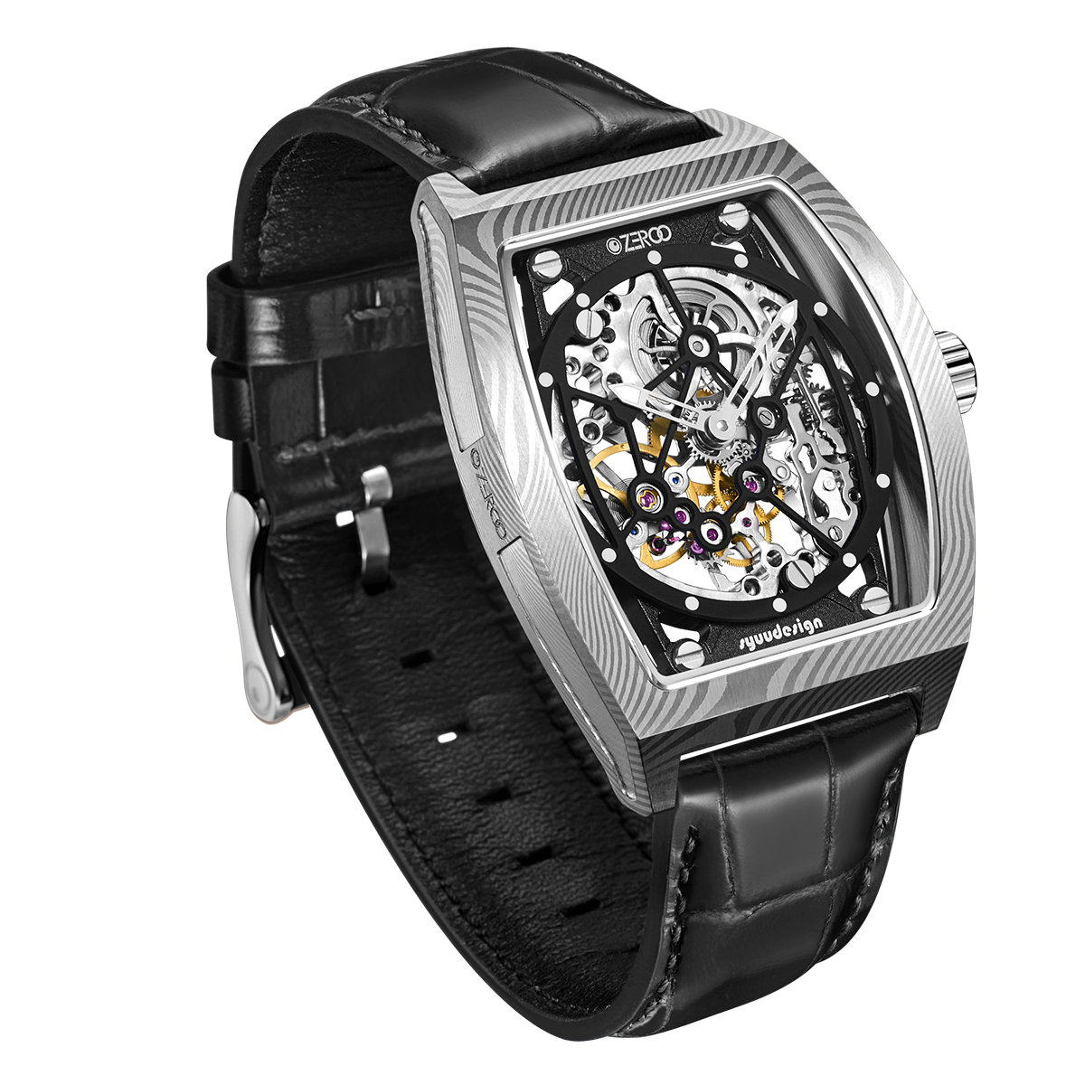 ZEROO M1D Damascus Steel THE AURIGA SKELETON MECHANICALAUTOMATIC WATCH FOR MEN - ZM001DSBK