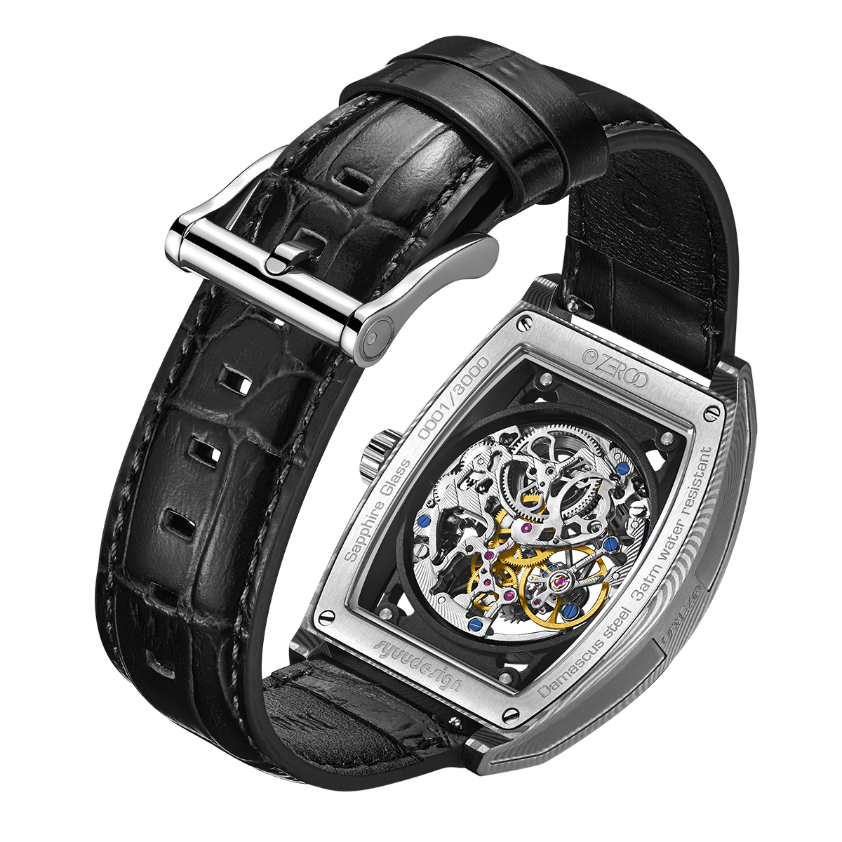 ZEROO M1D Damascus Steel THE AURIGA SKELETON MECHANICALAUTOMATIC WATCH FOR MEN - ZM001DSBK