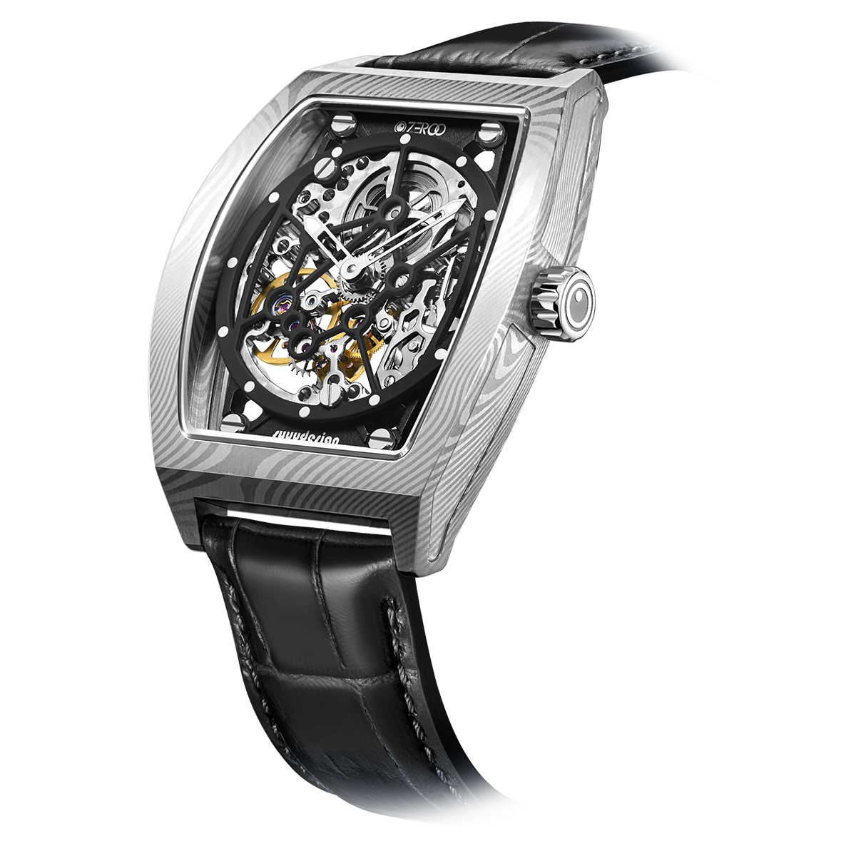 ZEROO M1D Damascus Steel THE AURIGA SKELETON MECHANICALAUTOMATIC WATCH FOR MEN - ZM001DSBK
