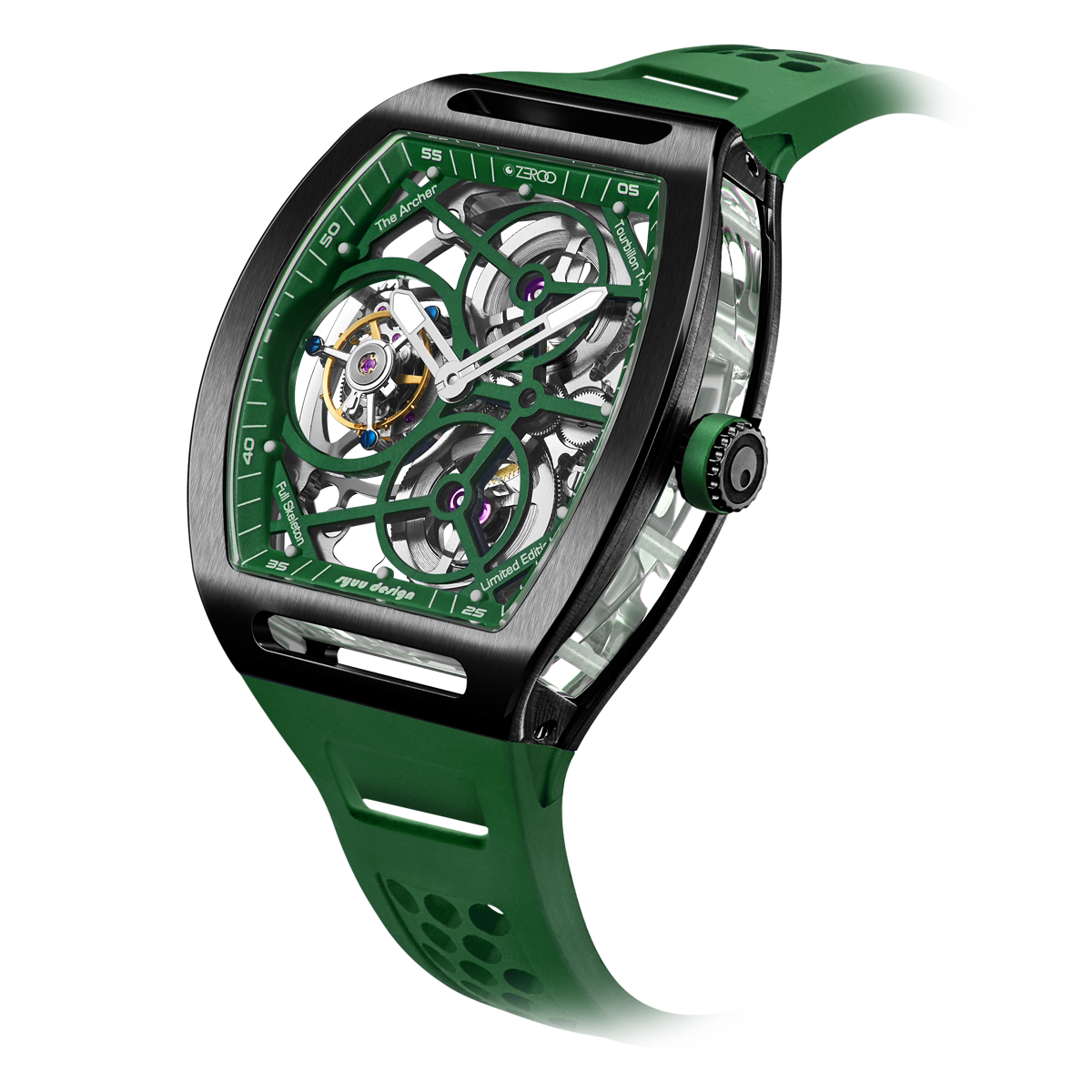 ZEROO T4 THE ARCHER
FULL SKELETON TOURBILLONMANUAL TOURBILLON WATCH FOR GENTS - ZT004BGR