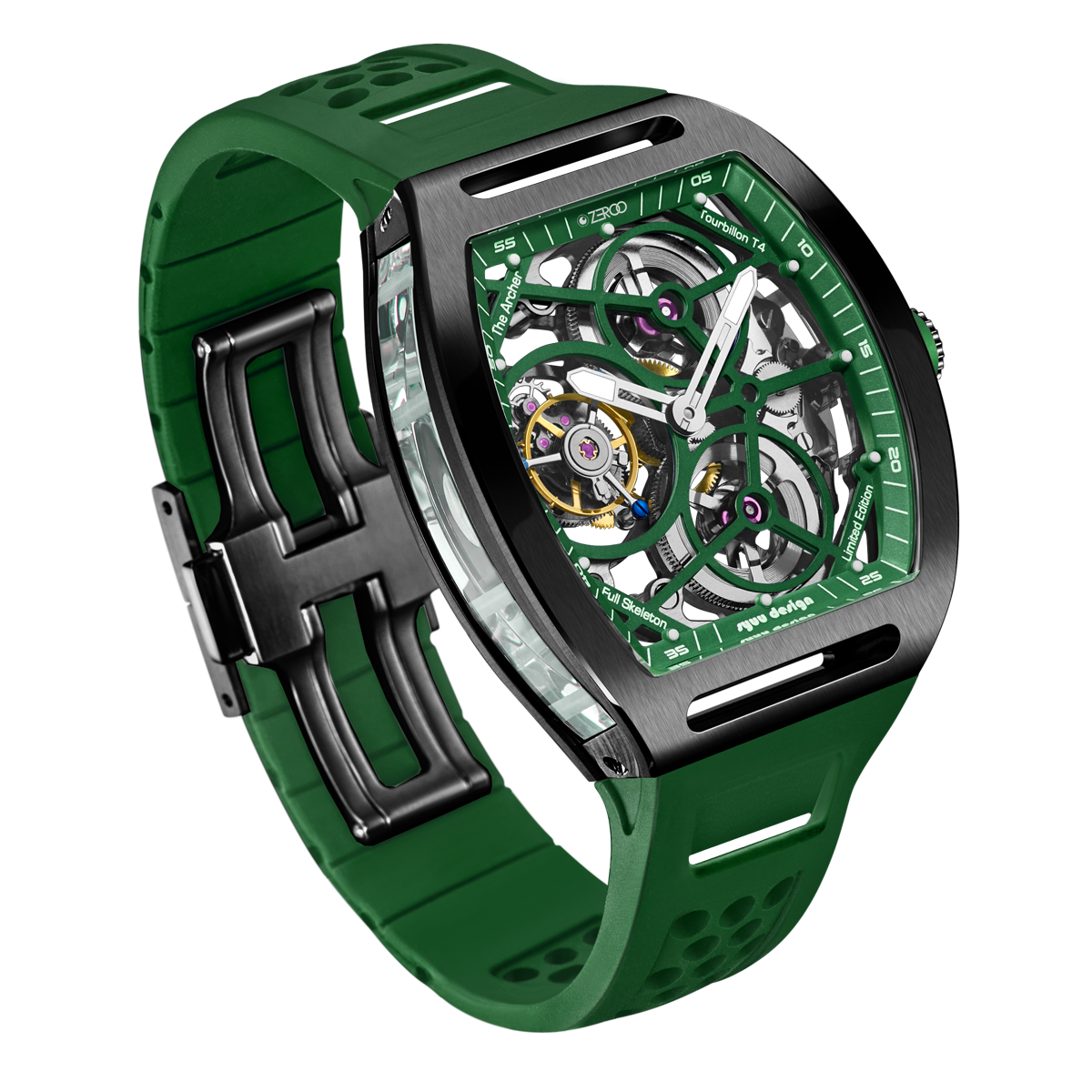 ZEROO T4 THE ARCHER
FULL SKELETON TOURBILLONMANUAL TOURBILLON WATCH FOR GENTS - ZT004BGR