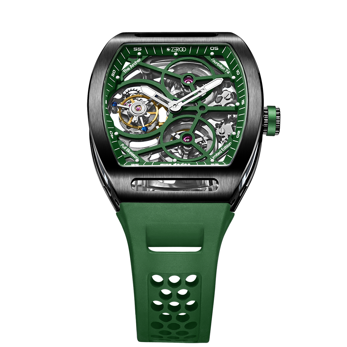 ZEROO T4 THE ARCHER
FULL SKELETON TOURBILLONMANUAL TOURBILLON WATCH FOR GENTS - ZT004BGR