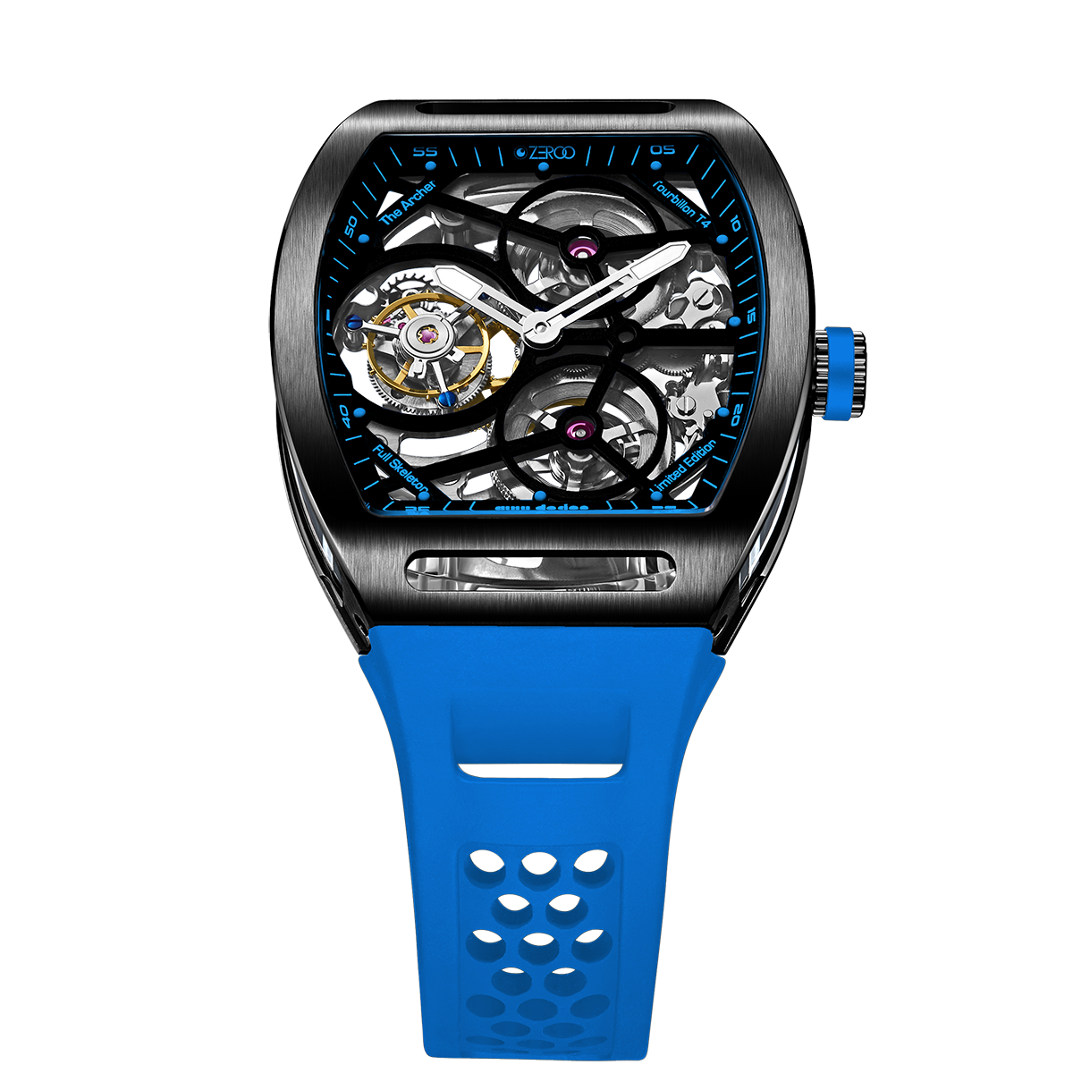ZEROO T4 THE ARCHER
FULL SKELETON TOURBILLONMANUAL TOURBILLON WATCH FOR GENTS - ZT004BLB