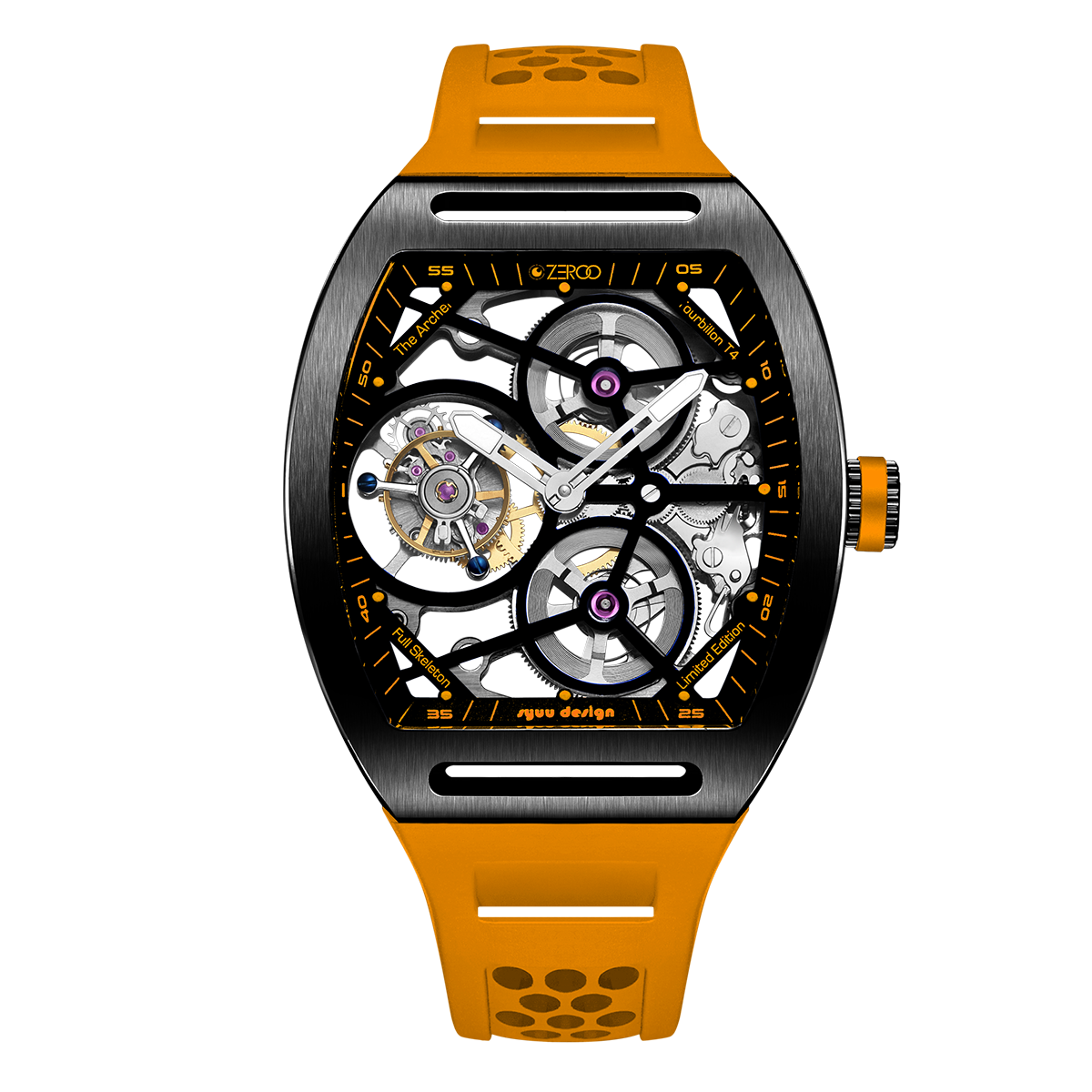 ZEROO T4 THE ARCHER
FULL SKELETON TOURBILLONMANUAL TOURBILLON WATCH FOR GENTS - ZT004BOR