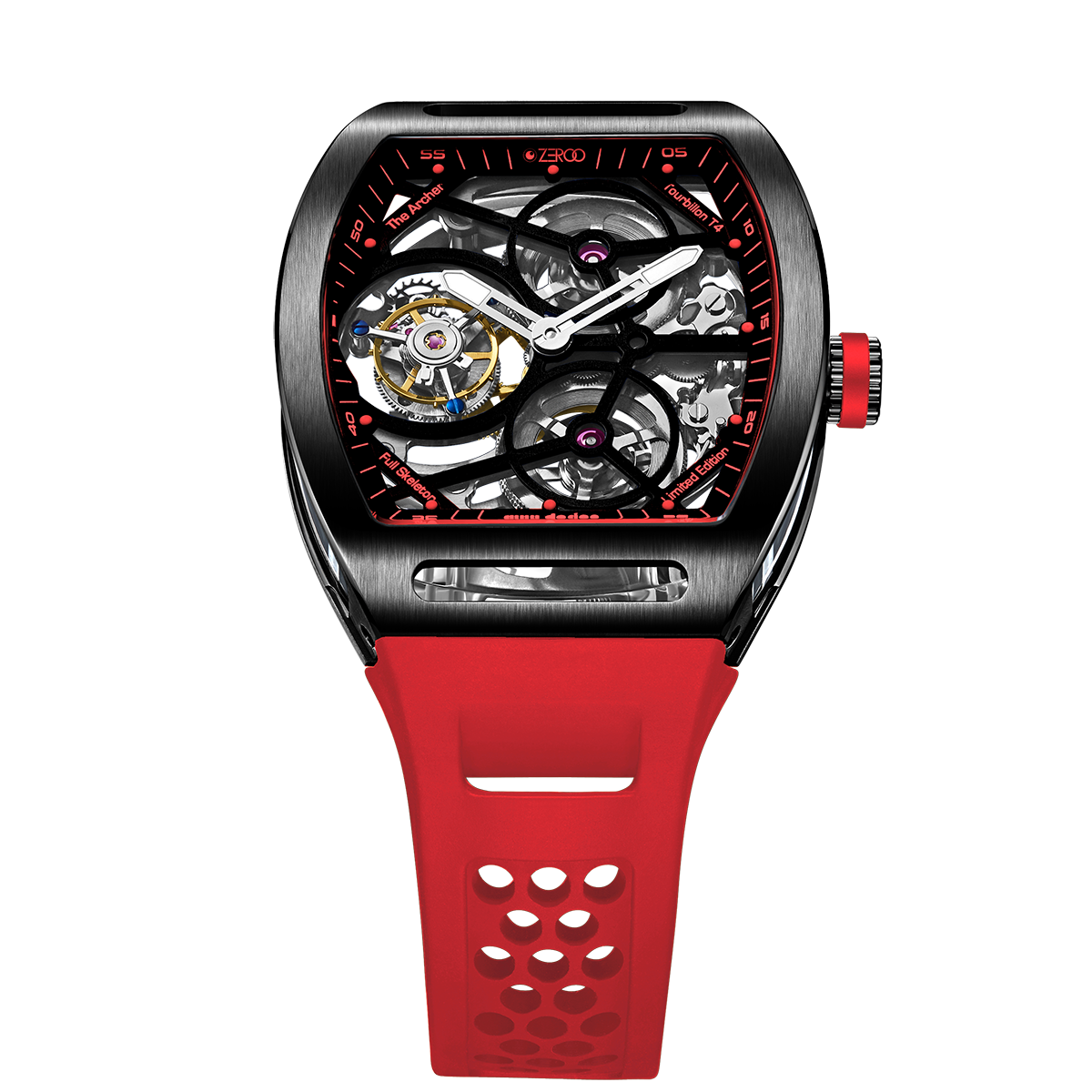 ZEROO T4 THE ARCHER FULL SKELETON TOURBILLONMANUAL TOURBILLON WATCH FOR GENTS - ZT004BRD