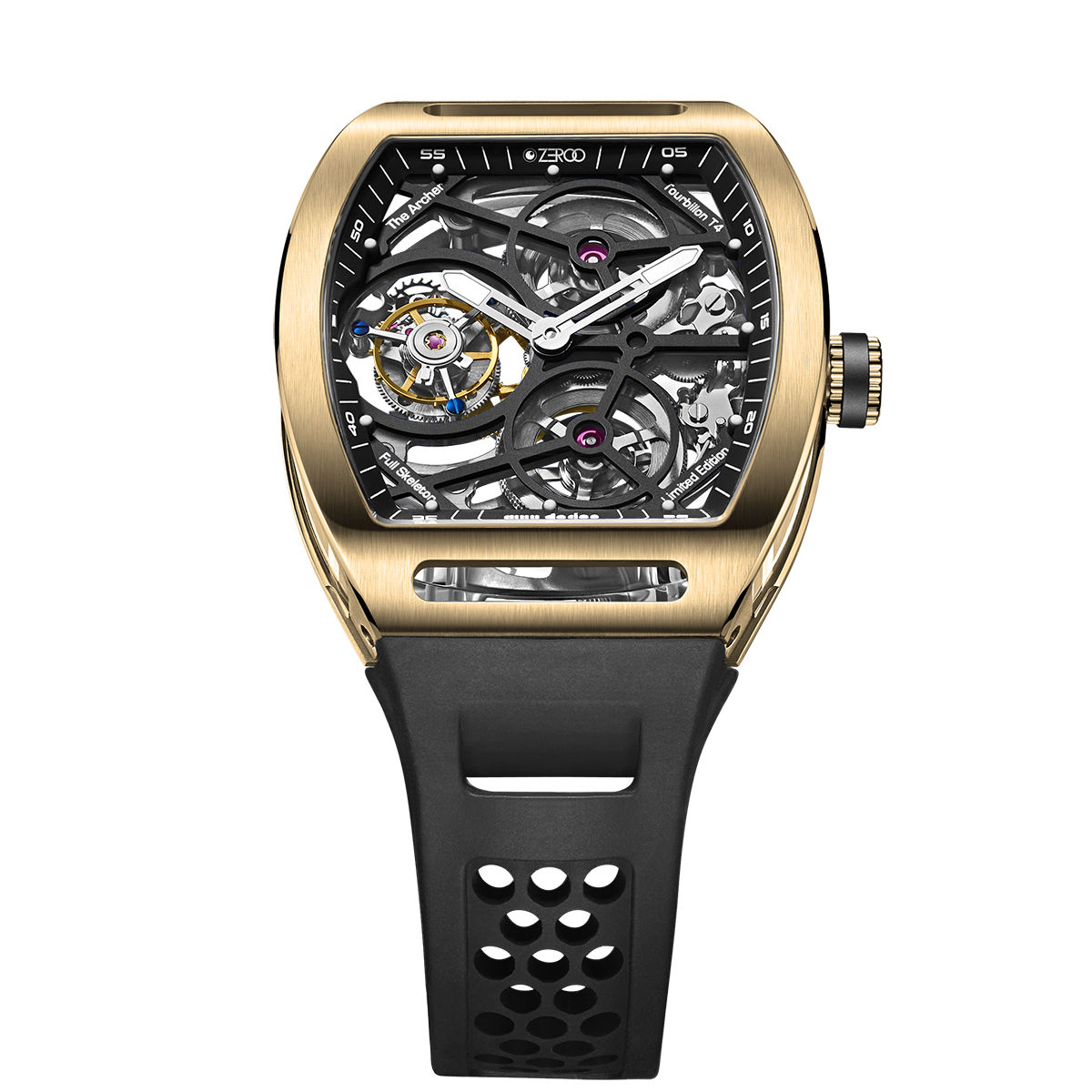 ZEROO T4 THE ARCHER
FULL SKELETON TOURBILLONMANUAL TOURBILLON WATCH FOR GENTS - ZT004GBK