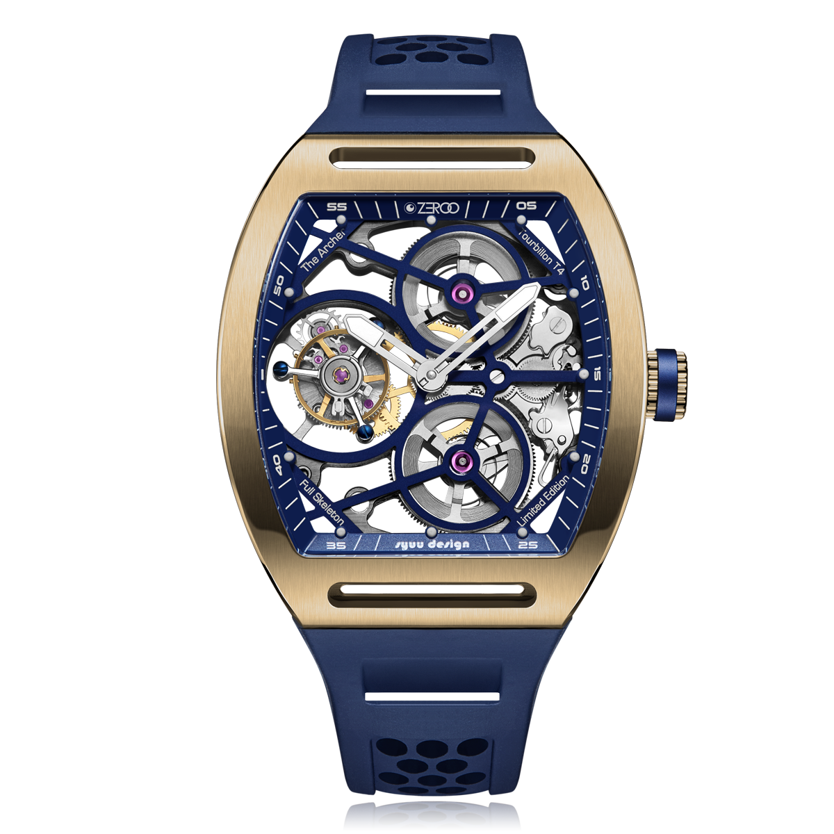 ZEROO T4 THE ARCHER FULL SKELETON TOURBILLONMANUAL TOURBILLON WATCH FOR GENTS - ZT004GBL