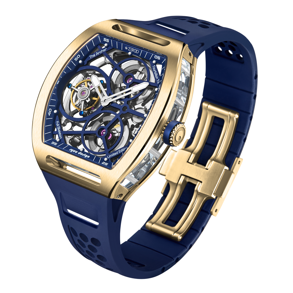 ZEROO T4 THE ARCHER FULL SKELETON TOURBILLONMANUAL TOURBILLON WATCH FOR GENTS - ZT004GBL