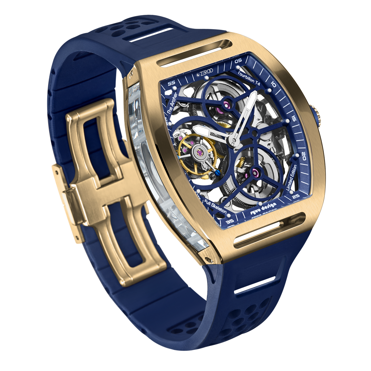 ZEROO T4 THE ARCHER FULL SKELETON TOURBILLONMANUAL TOURBILLON WATCH FOR GENTS - ZT004GBL