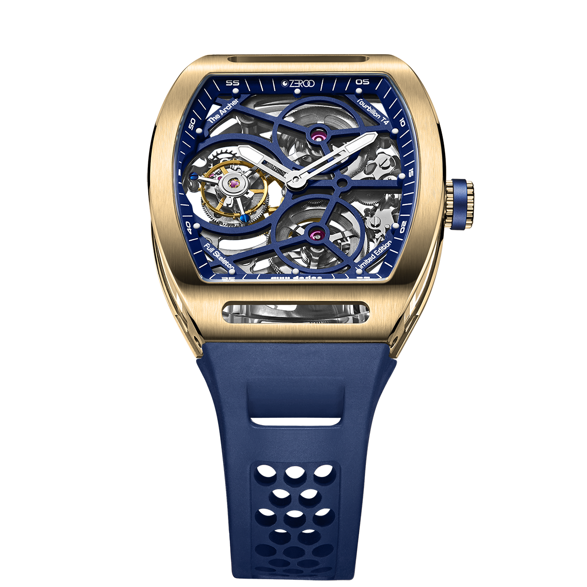 ZEROO T4 THE ARCHER FULL SKELETON TOURBILLONMANUAL TOURBILLON WATCH FOR GENTS - ZT004GBL