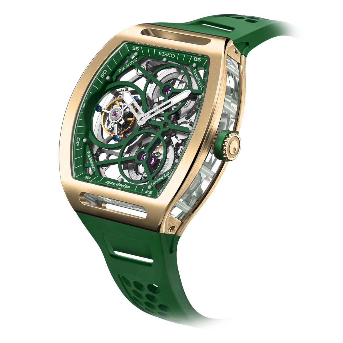 ZEROO T4 THE ARCHER
FULL SKELETON TOURBILLONMANUAL TOURBILLON WATCH FOR GENTS - ZT004GGR