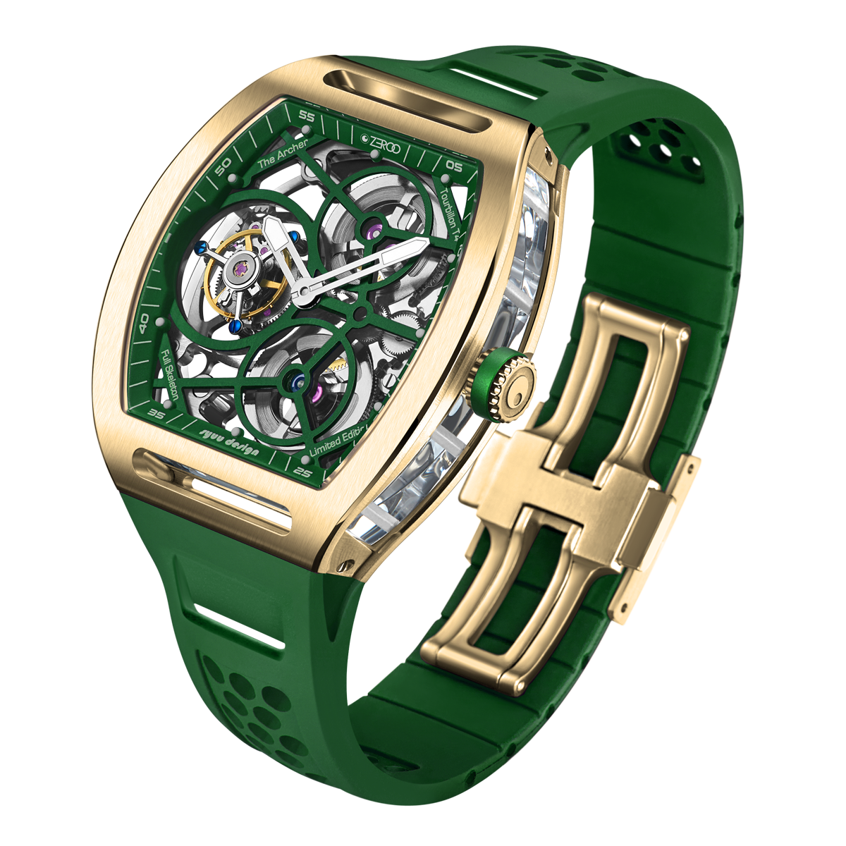 ZEROO T4 THE ARCHER
FULL SKELETON TOURBILLONMANUAL TOURBILLON WATCH FOR GENTS - ZT004GGR