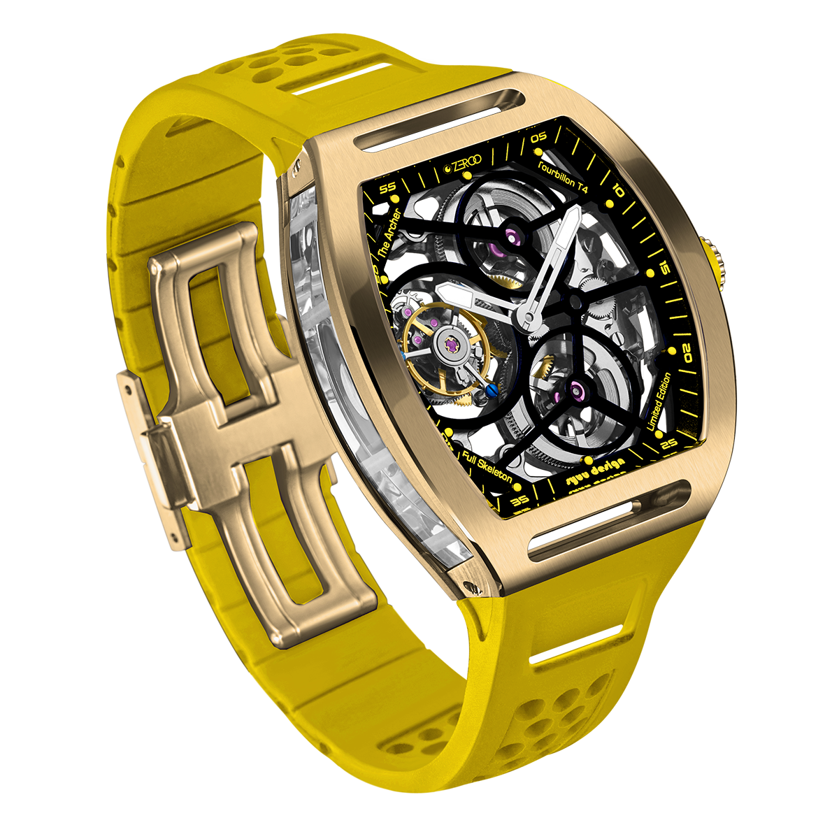 ZEROO T4 THE ARCHER
FULL SKELETON TOURBILLONMANUAL TOURBILLON WATCH FOR GENTS - ZT004GYW