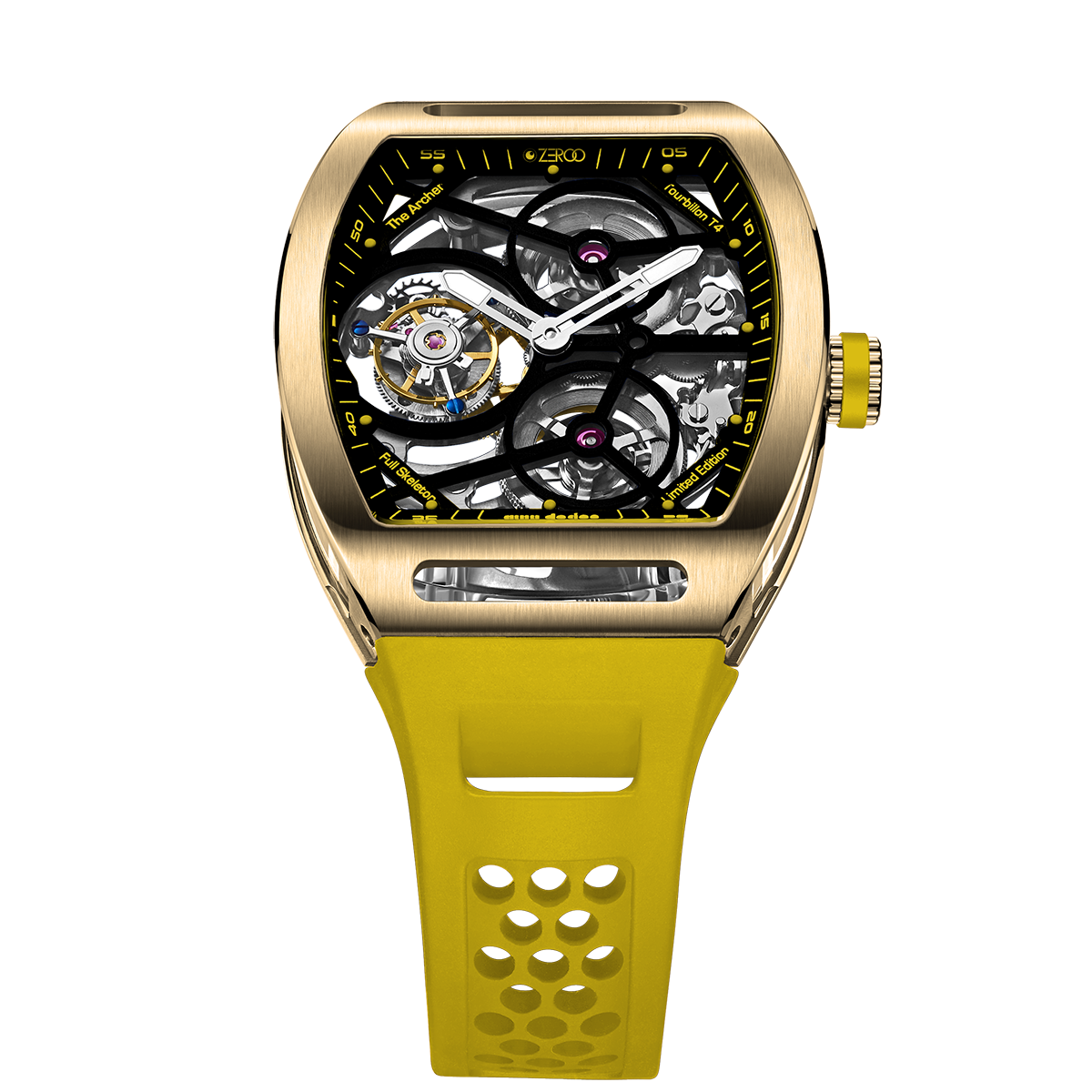ZEROO T4 THE ARCHER
FULL SKELETON TOURBILLONMANUAL TOURBILLON WATCH FOR GENTS - ZT004GYW