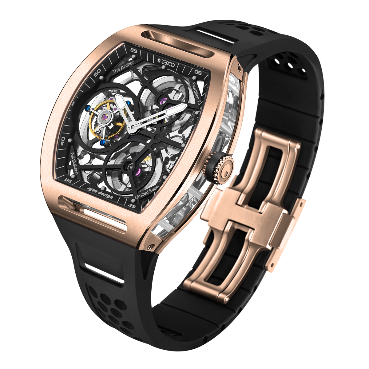 ZEROO T4 THE ARCHER
FULL SKELETON TOURBILLONMANUAL TOURBILLON WATCH FOR GENTS - ZT004RBK