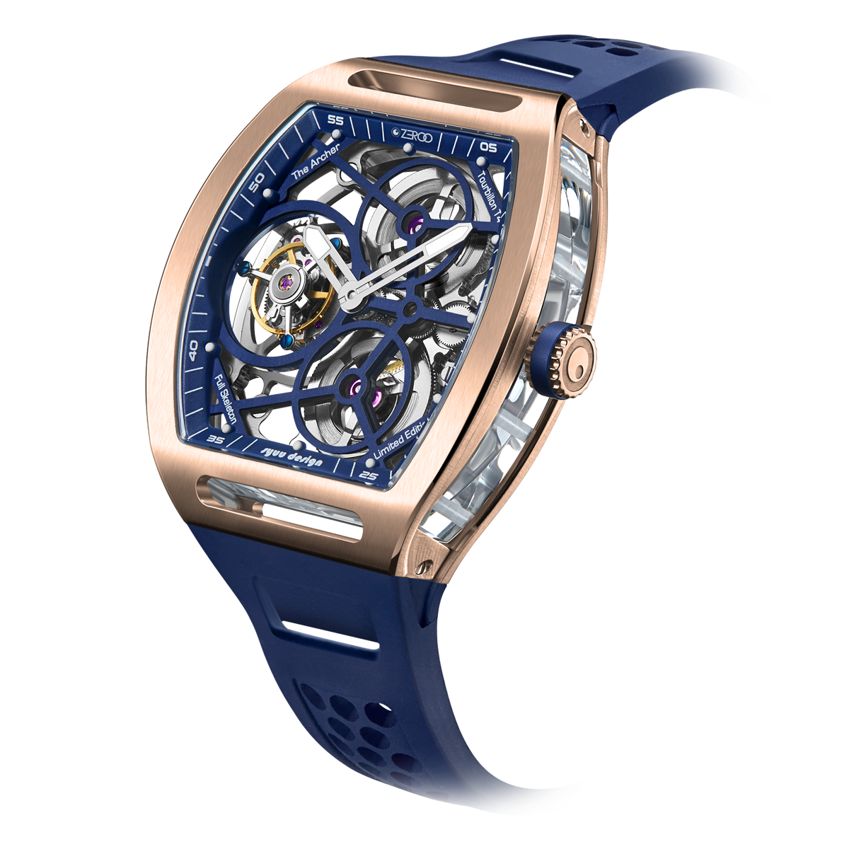 ZEROO T4 THE ARCHER FULL SKELETON TOURBILLONMANUAL TOURBILLON WATCH FOR GENTS - ZT004RBL