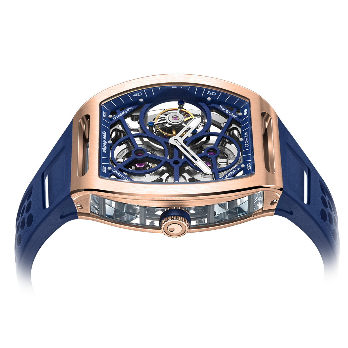 ZEROO T4 THE ARCHER FULL SKELETON TOURBILLONMANUAL TOURBILLON WATCH FOR GENTS - ZT004RBL
