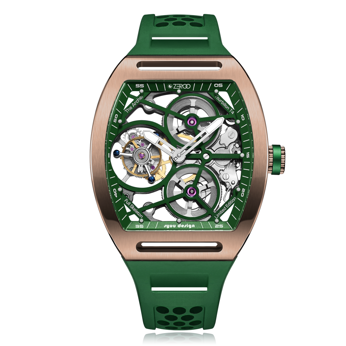 ZEROO T4 THE ARCHER
FULL SKELETON TOURBILLONMANUAL TOURBILLON WATCH FOR GENTS - ZT004RGR