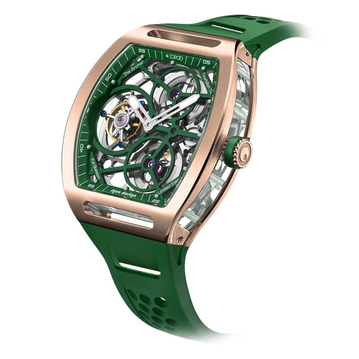 ZEROO T4 THE ARCHER
FULL SKELETON TOURBILLONMANUAL TOURBILLON WATCH FOR GENTS - ZT004RGR