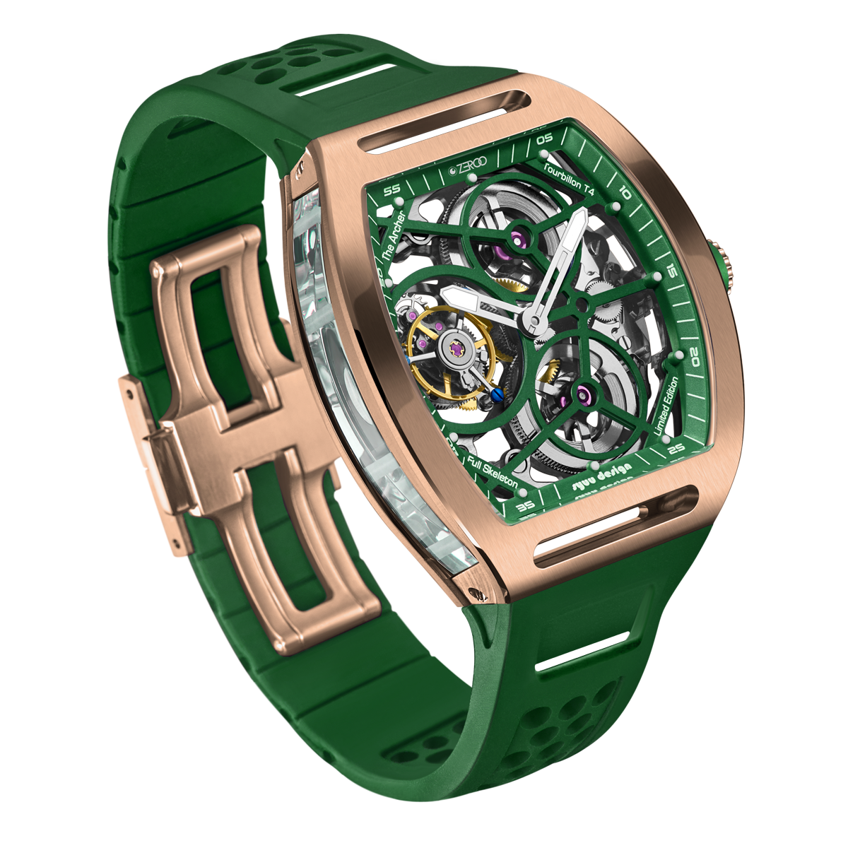 ZEROO T4 THE ARCHER
FULL SKELETON TOURBILLONMANUAL TOURBILLON WATCH FOR GENTS - ZT004RGR