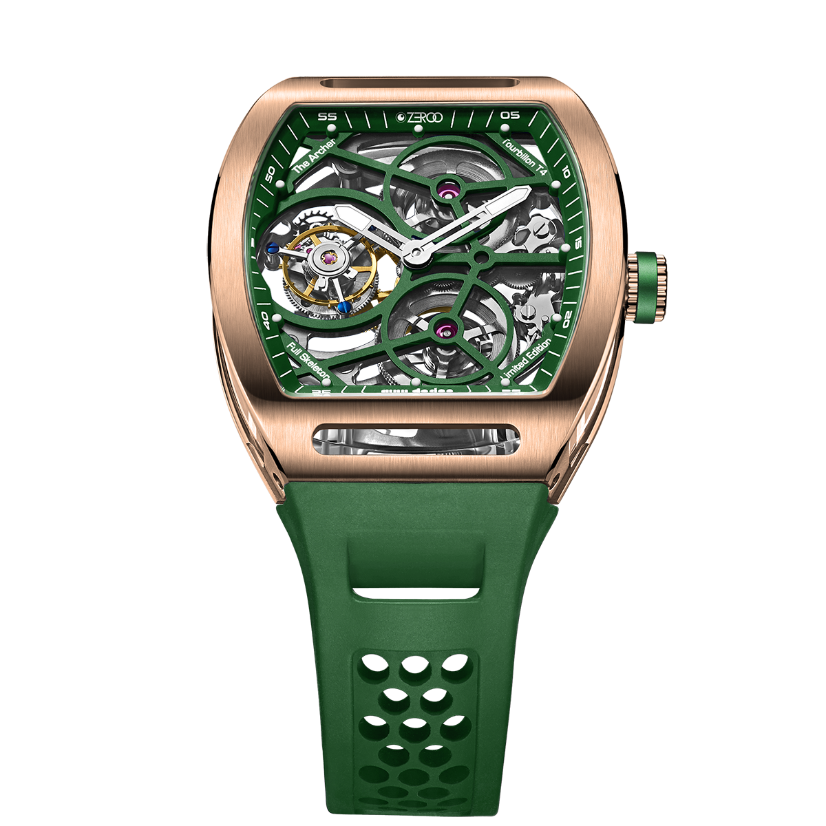 ZEROO T4 THE ARCHER
FULL SKELETON TOURBILLONMANUAL TOURBILLON WATCH FOR GENTS - ZT004RGR
