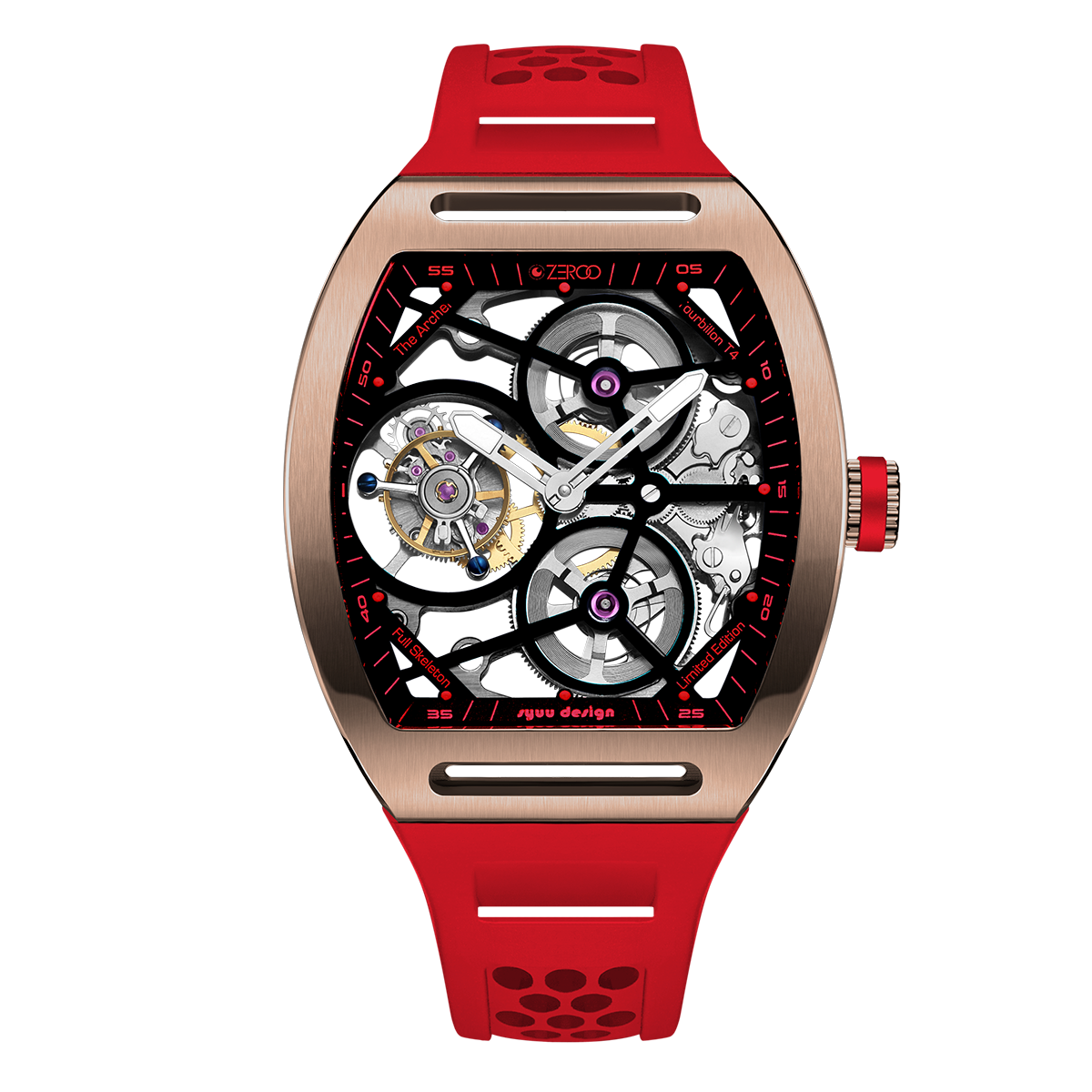 ZEROO T4 THE ARCHER
FULL SKELETON TOURBILLONMANUAL TOURBILLON WATCH FOR GENTS - ZT004RRD