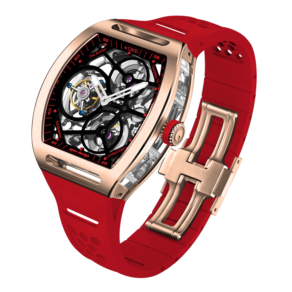 ZEROO T4 THE ARCHER
FULL SKELETON TOURBILLONMANUAL TOURBILLON WATCH FOR GENTS - ZT004RRD