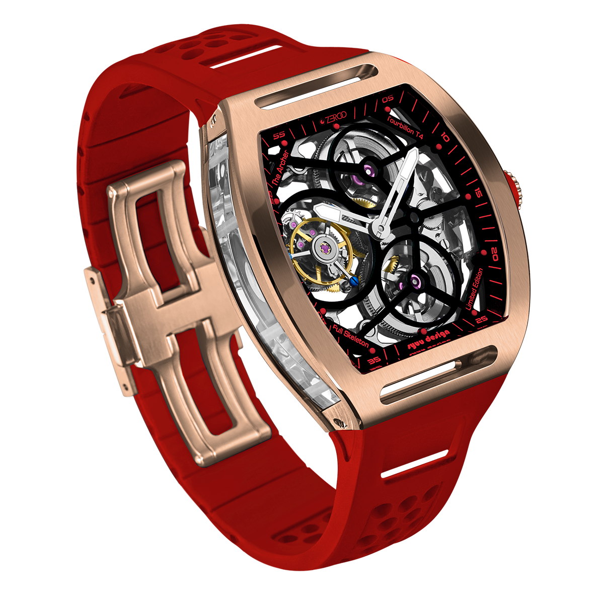 ZEROO T4 THE ARCHER
FULL SKELETON TOURBILLONMANUAL TOURBILLON WATCH FOR GENTS - ZT004RRD