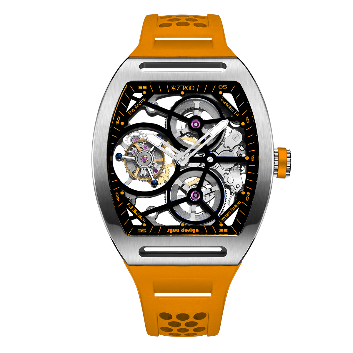 ZEROO T4 THE ARCHER
FULL SKELETON TOURBILLONMANUAL TOURBILLON WATCH FOR GENTS - ZT004SOR