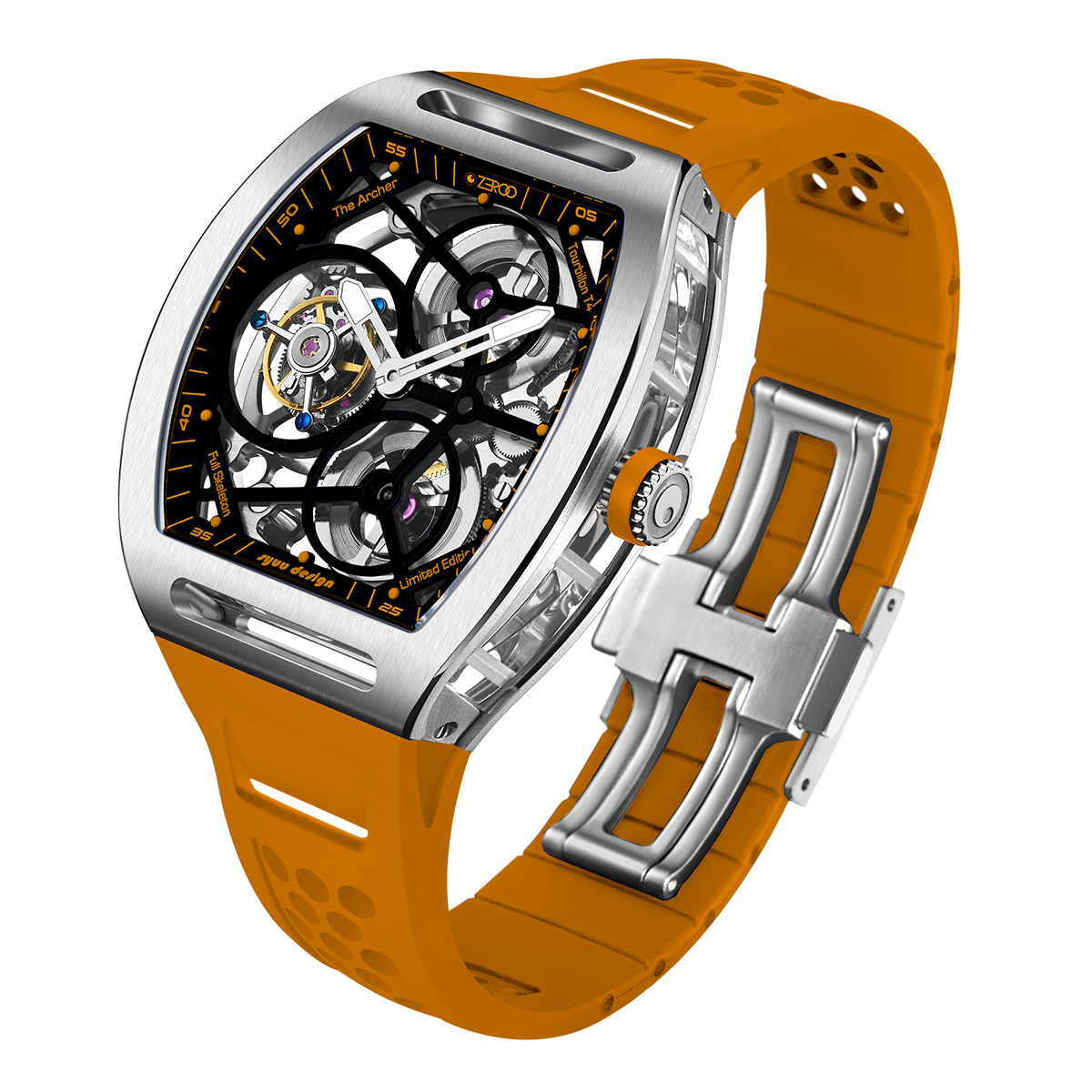 ZEROO T4 THE ARCHER
FULL SKELETON TOURBILLONMANUAL TOURBILLON WATCH FOR GENTS - ZT004SOR