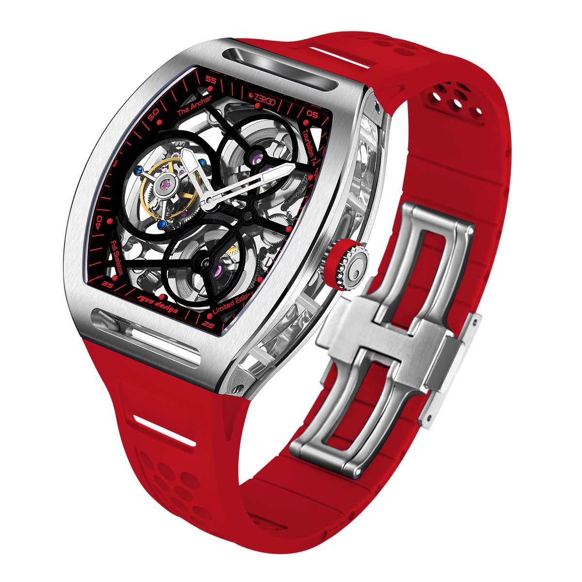 ZEROO T4 THE ARCHER
FULL SKELETON TOURBILLONMANUAL TOURBILLON WATCH FOR GENTS - ZT004SRD