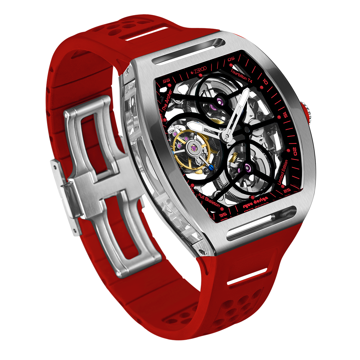 ZEROO T4 THE ARCHER
FULL SKELETON TOURBILLONMANUAL TOURBILLON WATCH FOR GENTS - ZT004SRD
