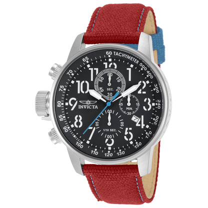 Invicta Cloth Analogue Black Dial Mens Watch-12070, Band Color:Red