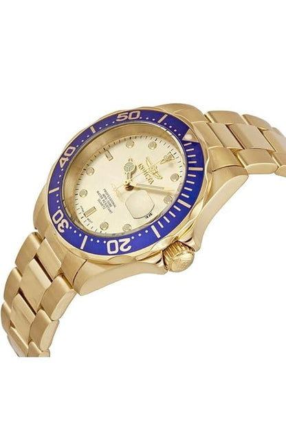 Invicta Stainless Steel Pro-Diver Analog Gold Dial Men Watch-14124, Gold Band