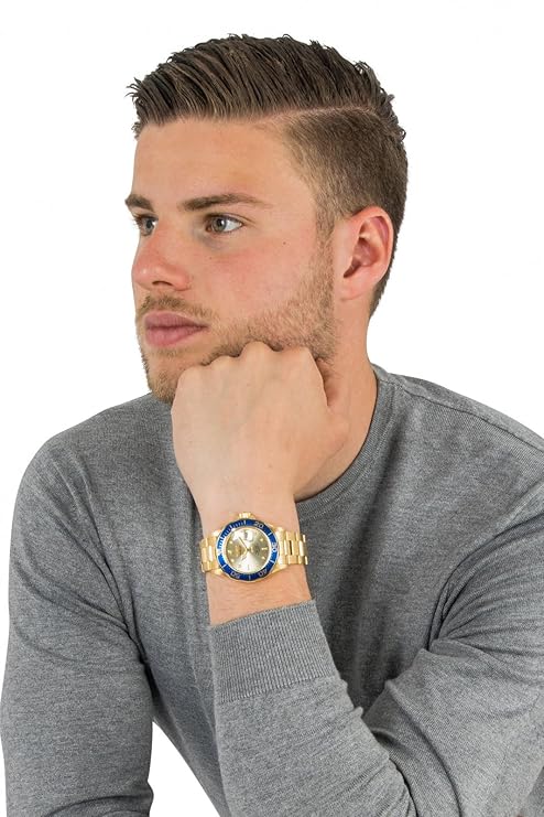 Invicta Stainless Steel Pro-Diver Analog Gold Dial Men Watch-14124, Gold Band