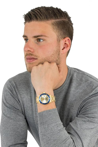 Invicta Stainless Steel Pro-Diver Analog Gold Dial Men Watch-14124, Gold Band