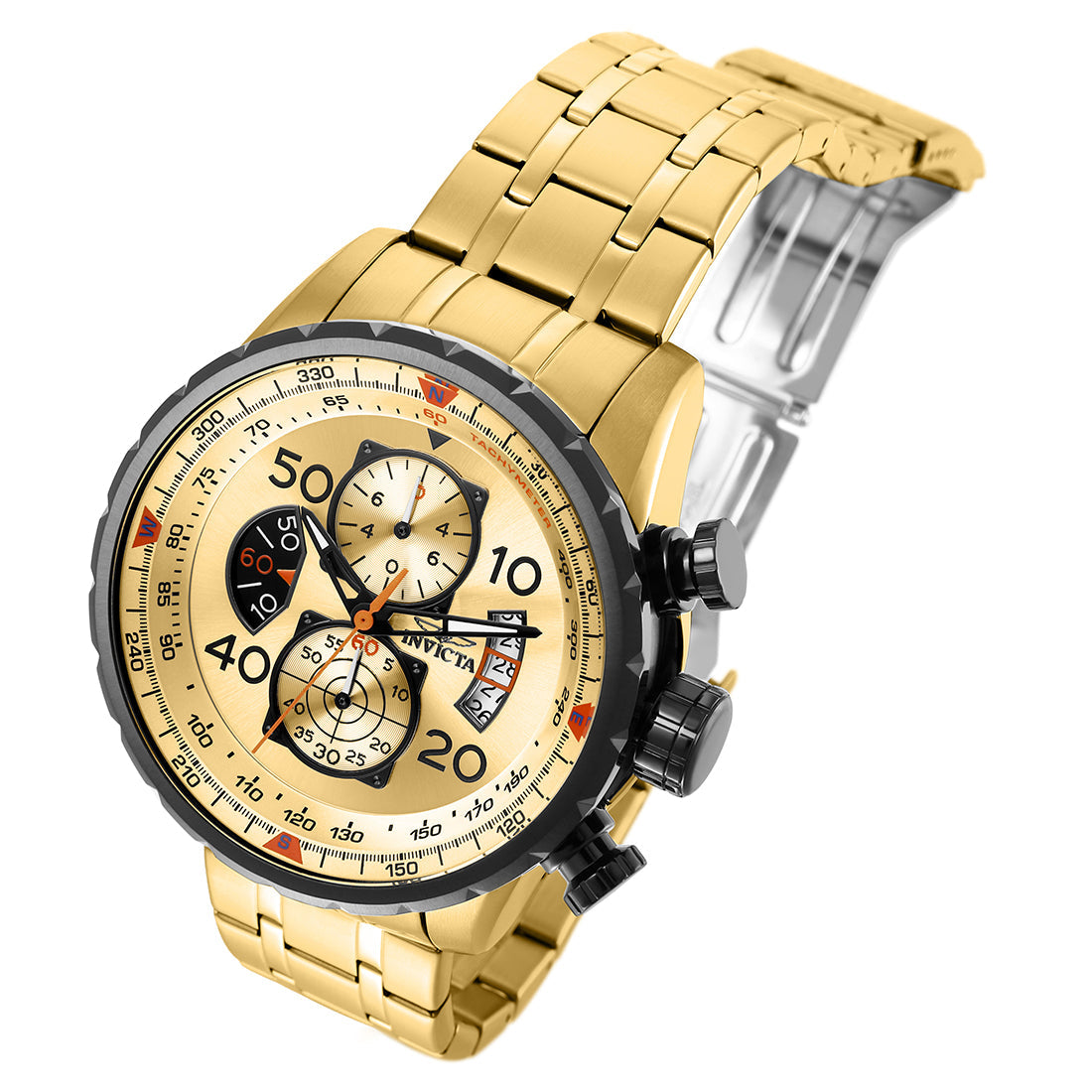 Invicta Aviator Analog Gold Dial MenS Watch-17205