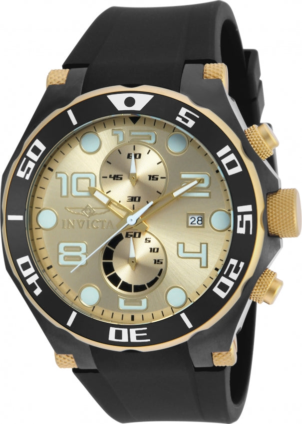 Invicta Pro Diver Quartz Caliber VD51 Movement Gold Dial Analog Watch For - Gents 17815
