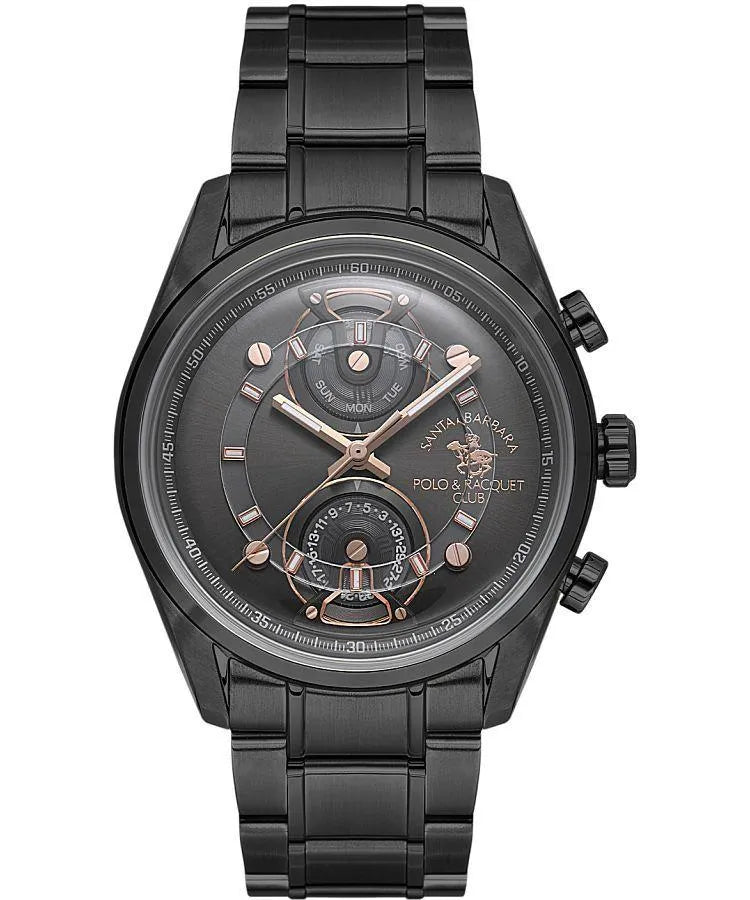SANTA BARBARA POLO & RACQUET CLUB Quartz VX9PE1 Movement Black Dial Analouge Watch For- Gents SB.1.10666-5