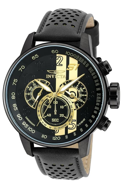 Invicta Leather Men 19289 S1 Rally Analog Display Japanese Quartz Black Dial Watch, Black Band