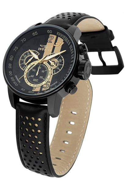 Invicta Leather Men 19289 S1 Rally Analog Display Japanese Quartz Black Dial Watch, Black Band