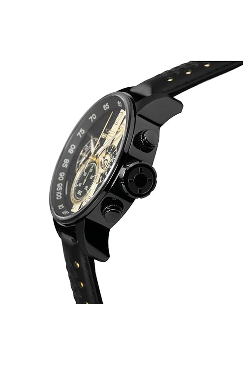 Invicta Leather Men 19289 S1 Rally Analog Display Japanese Quartz Black Dial Watch, Black Band