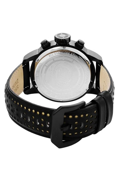 Invicta Leather Men 19289 S1 Rally Analog Display Japanese Quartz Black Dial Watch, Black Band