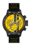 Invicta Leather Analogue Yellow Dial Men's Watch-19292, Band Color:Black