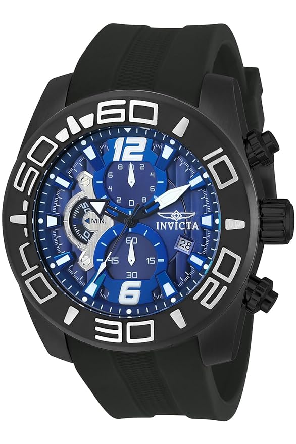 Invicta Silicone Pro Diver Analog Blue Dial,Band Color Black Mens Watch-22813